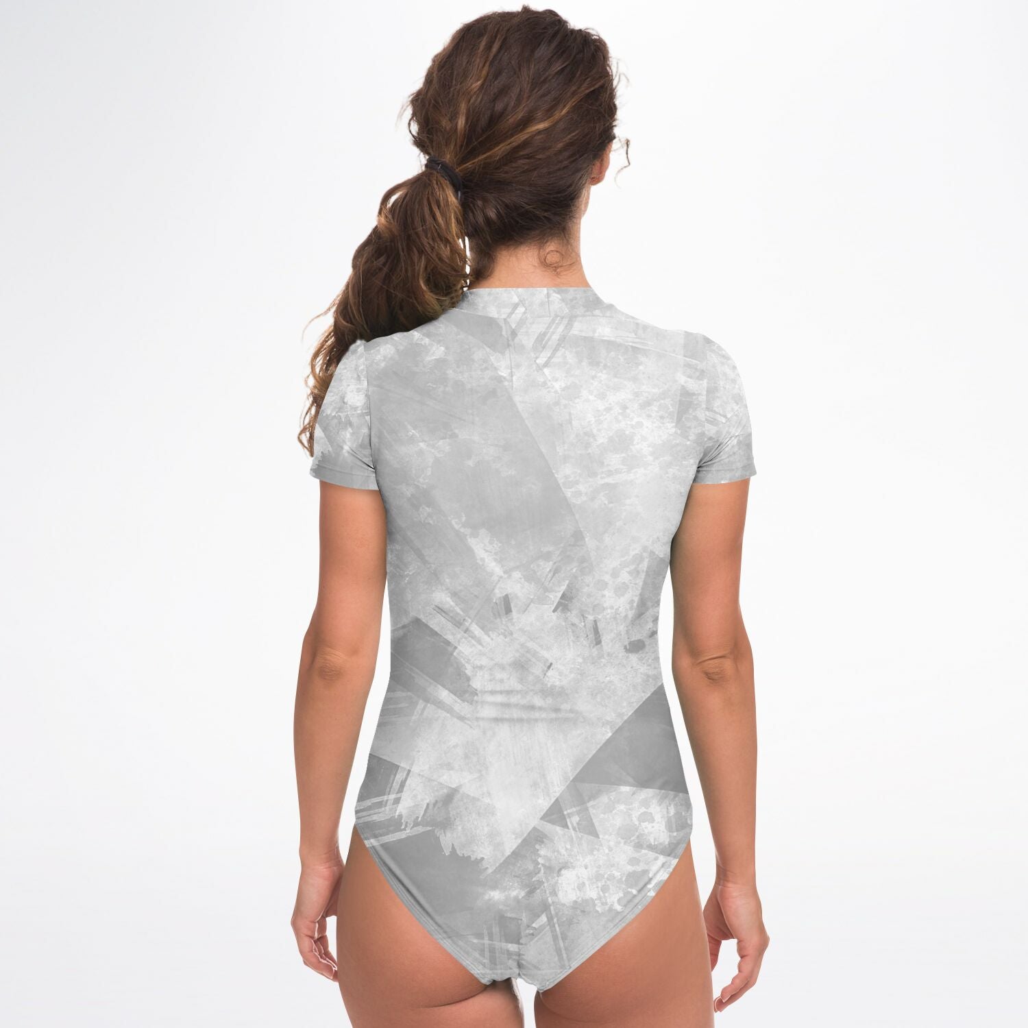 Women's All Over Print Zipped Short Sleeve Bodysuit