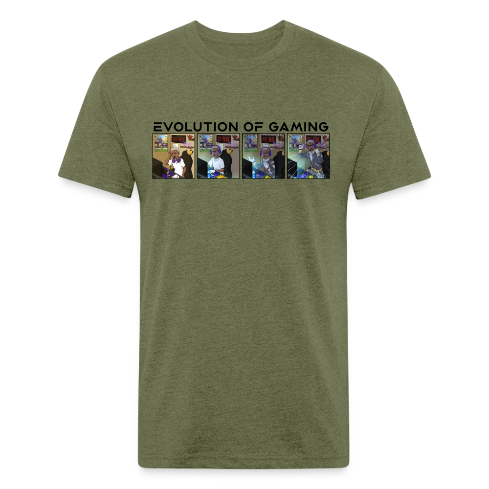 Adult 'Evolution of Gaming' Fitted Tri-Blend T-Shirt - heather military green